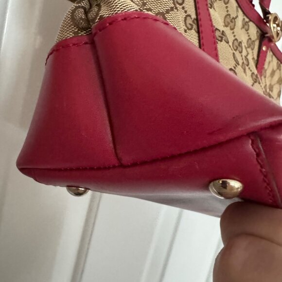 Gucci GG Canvas Heart Tote, Leather Red Trim, Heart Champagne GH, Canvas - Picture 9 of 11